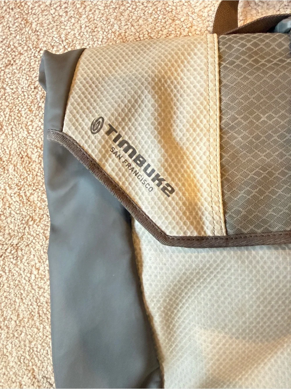 Timbuk2 Two-Tone Beige and Gray Roll-Top Backpack